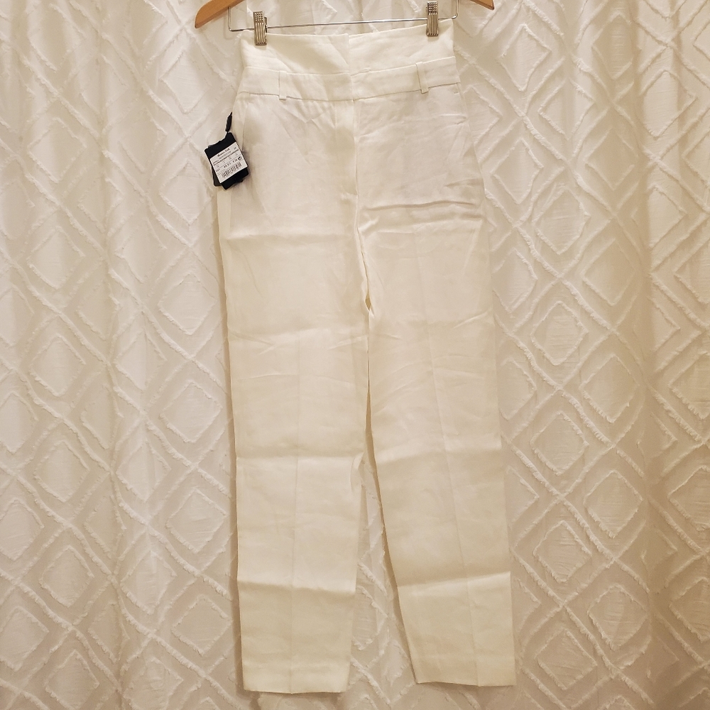 Massimo Dutti Cream Straight-Leg Pants